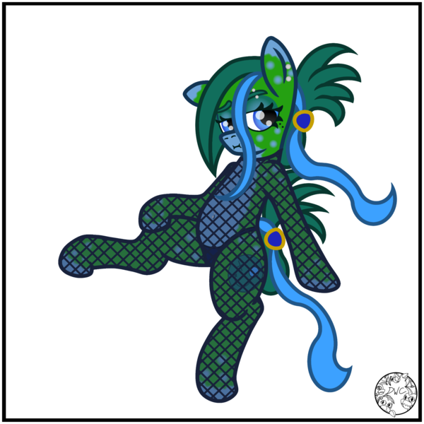 Size: 2000x2000 | Tagged: safe, artist:dice-warwick, derpibooru import, oc, oc:tapper tablature, unofficial characters only, original species, pony, fallout equestria, fallout equestria: dance of the orthrus, beauty mark, belly button, belly piercing, bodysuit, clothes, ear piercing, eyebrow piercing, eyebrows, fanfic art, female, fishnet clothing, fishnets, image, mare, mirage pony, panties, piercing, png, see-through, simple background, socks, solo, spots, stockings, thigh highs, thong, transparent background, underwear