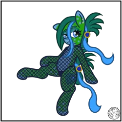 Size: 2000x2000 | Tagged: safe, artist:dice-warwick, derpibooru import, oc, oc:tapper tablature, unofficial characters only, original species, pony, fallout equestria, fallout equestria: dance of the orthrus, beauty mark, belly button, belly piercing, bodysuit, clothes, ear piercing, eyebrow piercing, eyebrows, fanfic art, female, fishnet clothing, fishnets, image, mare, mirage pony, panties, piercing, png, see-through, simple background, socks, solo, spots, stockings, thigh highs, thong, transparent background, underwear