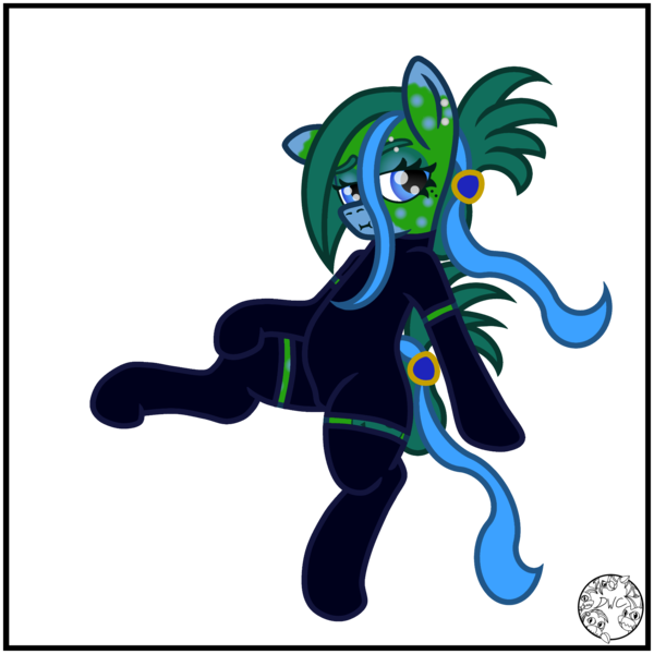 Size: 2000x2000 | Tagged: safe, artist:dice-warwick, derpibooru import, oc, oc:tapper tablature, unofficial characters only, original species, pony, fallout equestria, fallout equestria: dance of the orthrus, beauty mark, bodysuit, clothes, ear piercing, eyebrow piercing, eyebrows, fanfic art, female, gloves, image, long gloves, mare, mirage pony, piercing, pipbuck, png, simple background, socks, thigh highs, tight clothing, tights, transparent background