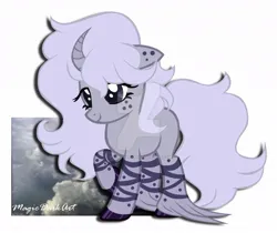 Size: 1024x861 | Tagged: safe, artist:magic dark art, ponerpics import, ponybooru import, oc, pony, unicorn, curved horn, female, horn, image, jpeg, mare, obtrusive watermark, simple background, unshorn fetlocks, watermark, white background