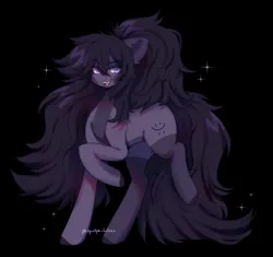 Size: 2048x1927 | Tagged: safe, artist:tyutya, derpibooru import, oc, unofficial characters only, earth pony, pony, black background, blushing, commission, eyebrows, eyebrows visible through hair, female, image, jpeg, mare, simple background, solo