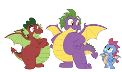 Size: 6888x4084 | Tagged: safe, derpibooru import, oc, oc:beam, oc:beam the dragon, oc:bumble, oc:bumble the dragon, oc:smite, oc:smite the dragon, dragon, fanfic:my little sister is a dragon, flurry heart's story, baby, baby dragon, brother and sister, brothers, chubby, crossed arms, dragon oc, dragoness, family, fat, female, hand on hip, image, male, non-pony oc, png, siblings, spike's family, spike's father