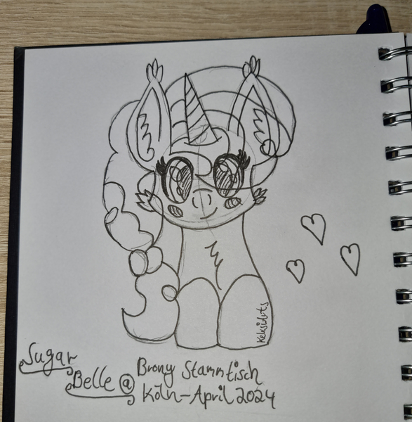 Size: 8904x9096 | Tagged: safe, artist:keksiarts, derpibooru import, sugar belle, pony, unicorn, blushing, bust, cute, doodle, female, g4, horn, image, jpeg, mare, sketch, solo, traditional art