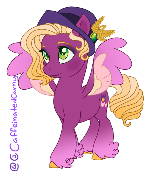 Size: 861x1007 | Tagged: safe, artist:caffeinatedcarny, derpibooru import, pipp petals, pegasus, pony, g5, coat markings, colored hooves, colored wings, feathered fetlocks, flapper, flapper hat, gradient hooves, gradient mane, gradient wings, hat, image, makeup, markings, png, redesign, simple background, solo, transparent background, wings