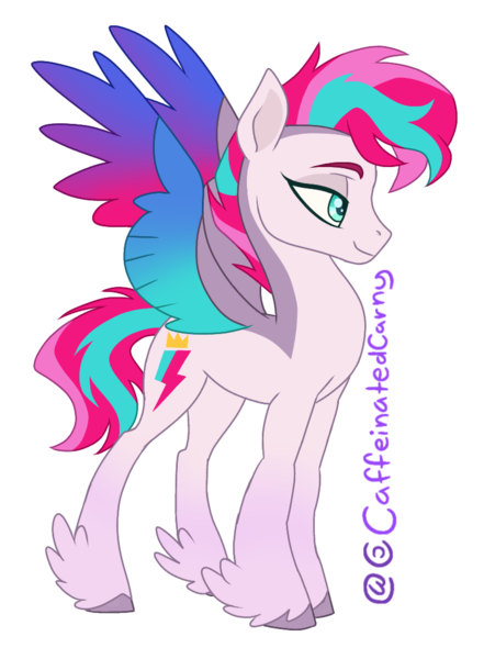 Size: 798x1085 | Tagged: safe, artist:caffeinatedcarny, derpibooru import, zipp storm, pegasus, pony, g5, coat markings, colored wings, colorful wings, concave belly, feathered fetlocks, gradient hooves, gradient wings, hood (marking), image, png, redesign, simple background, slender, solo, tall, thin, transparent background, wings