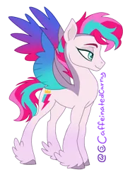 Size: 798x1085 | Tagged: safe, artist:caffeinatedcarny, derpibooru import, zipp storm, pegasus, pony, g5, coat markings, colored wings, colorful wings, concave belly, feathered fetlocks, gradient hooves, gradient wings, hood (marking), image, png, redesign, simple background, slender, solo, tall, thin, transparent background, wings