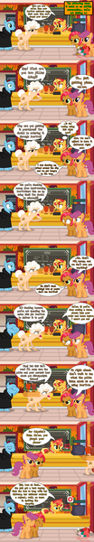Size: 1571x9045 | Tagged: safe, artist:jasperpie, derpibooru import, babs seed, scootaloo, sunset shimmer, oc, oc:midlightning star façade, oc:old mare karen, adorababs, babs seed is not amused, based on a true story, cash register, cloak, clothes, comic, cute, cutealoo, doordash, epic fail, facehoof, fail, image, magic, magic aura, manehattan, midlightning star façade is not amused, mobile phone, notification, phone, pie's pizzeria (manehattan), pizza box, png, scootaloo is not amused, sunset shimmer is not amused, this will end in schadenfreude, unamused