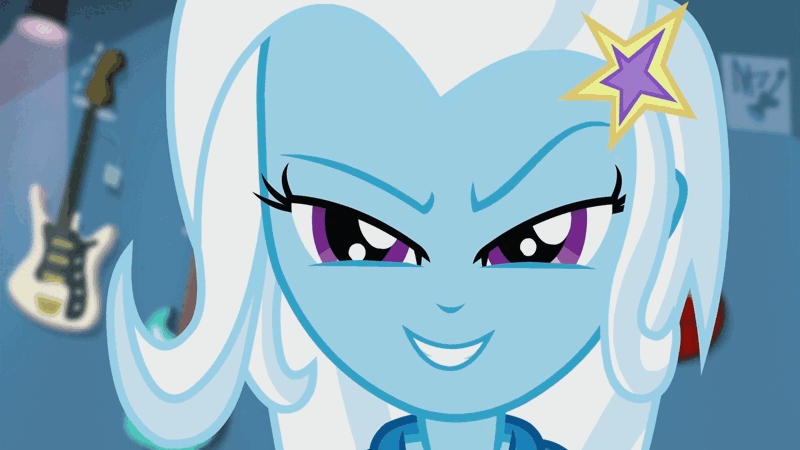 Size: 1280x720 | Tagged: safe, artist:paco777yuyu, derpibooru import, trixie, human, equestria girls, animated, female, g4, gif, hypnosis, image, looking at you, smiling