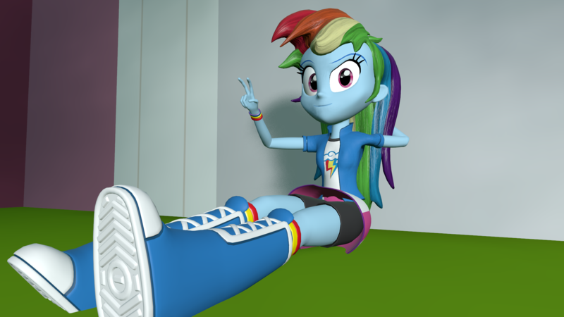 Size: 2048x1152 | Tagged: safe, artist:gaelgaming1, derpibooru import, rainbow dash, equestria girls, 3d, female, g4, image, png, sitting, solo, source filmmaker