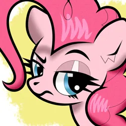 Size: 2000x2000 | Tagged: safe, artist:scandianon, derpibooru import, pinkie pie, earth pony, pony, bust, cocked eyebrow, female, image, lidded eyes, looking at you, mare, pinkie pie is not amused, png, unamused