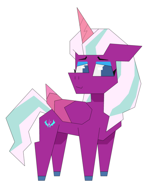 Size: 2300x2925 | Tagged: safe, artist:alejandrogmj, derpibooru import, alicorn, pony, g5, image, looking to the right, missing accessory, opaline arcana, png, polygonal, sideways glance, simple background, transparent background