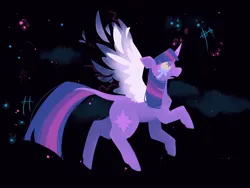 Size: 2048x1536 | Tagged: safe, artist:melodymelanchol, derpibooru import, twilight sparkle, twilight sparkle (alicorn), alicorn, pony, colored wings, crying, curved horn, female, flying, g4, horn, image, jpeg, mare, solo, wings