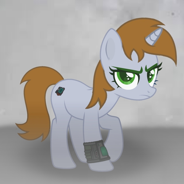 Size: 3600x3600 | Tagged: safe, artist:ramixe dash, derpibooru import, oc, oc:littlepip, pony, unicorn, fallout equestria, album cover, base used, female, fog, g4, horn, image, jpeg, looking at you, mare, solo, the hunting party