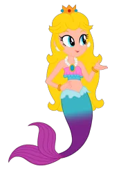Size: 1048x1496 | Tagged: safe, artist:connor-rk800-343, artist:user15432, derpibooru import, human, mermaid, equestria girls, base used, bracelet, clothes, crossover, crown, ear piercing, earring, equestria girls style, equestria girls-ified, fins, fish tail, g4, gradient tail, hand on hip, image, jewelry, mermaid princess, mermaid tail, mermaidized, necklace, pearl earrings, pearl necklace, piercing, png, princess peach, princess peach: showtime!, regalia, simple background, species swap, strapless, super mario bros., tail, transparent background