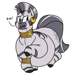 Size: 700x695 | Tagged: suggestive, artist:polofastter, artist:secretgoombaman12345, derpibooru import, zecora, zebra, ask chubby diamond, disgusted, ech, fat, female, g4, glare, image, obese, open mouth, png, raised hoof, simple background, solo, solo female, tongue out, transparent background, zecobese