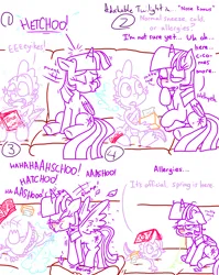 Size: 4779x6013 | Tagged: safe, artist:adorkabletwilightandfriends, derpibooru import, sniffles, spike, twilight sparkle, twilight sparkle (alicorn), alicorn, comic:adorkable twilight and friends, adorkable, adorkable twilight, allergies, book, bouncing, comic, concerned, concerned pony, confused, couch, cute, dork, expressions, facial expressions, falling, flop, funny, hay fever, hiding, humor, image, jumping, lying down, magazine, magazine cover, messy, messy mane, mucus, nostril flare, nostrils, png, reading, red eyes, red nose, red nosed, rubbing, sitting, slice of life, sneeze cloud, sneezing, sneezing fit, sniffing, sniffling, snot, spray, spring, surprised, surprised face, tissue, tissue box, turned head