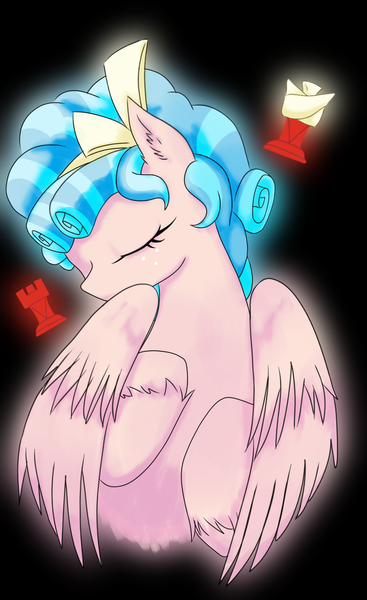 Size: 1100x1798 | Tagged: safe, artist:ohnancy, derpibooru import, cozy glow, pegasus, pony, black background, bust, eyes closed, female, filly, foal, image, png, portrait, rook, simple background, solo
