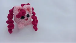 Size: 4000x2250 | Tagged: safe, artist:casquitos kawaii, derpibooru import, pinkie pie, pony, amigurumi, crochet, image, irl, jpeg, photo, plushie, snow