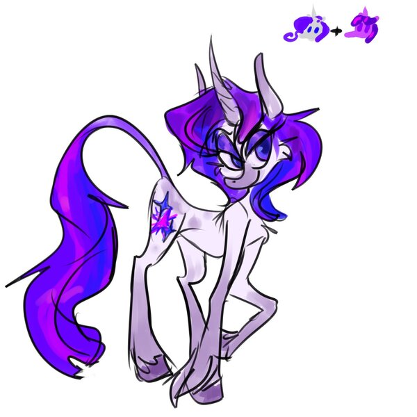 Size: 1402x1403 | Tagged: safe, artist:chortzykit, derpibooru import, pony, unicorn, fusion:rarity, fusion:twilight sparkle, g4, horn, image, jpeg, simple background, solo, white background