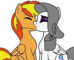 Size: 809x664 | Tagged: safe, artist:noi kincade, derpibooru import, oc, oc:firey ratchet, oc:oliver spade, unofficial characters only, pegasus, female, g4, image, kissing, male, png, shipping, simple background, straight, transparent background