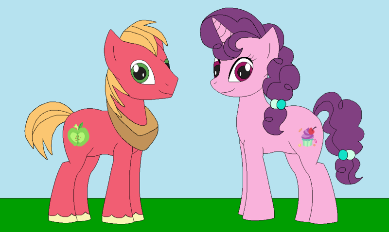 Size: 1111x664 | Tagged: safe, artist:marybethemberjoy49-1, derpibooru import, big macintosh, sugar belle, earth pony, unicorn, female, g4, horn, image, male, png, shipping, straight, sugarmac