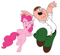Size: 1280x1177 | Tagged: safe, artist:colmodo, derpibooru import, pinkie pie, earth pony, human, dancing, family guy, female, g4, image, jpeg, male, peter griffin, simple background, white background