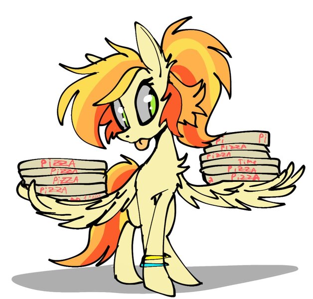 Size: 1050x1003 | Tagged: safe, artist:chortzykit, derpibooru import, oc, unnamed oc, unofficial characters only, pegasus, pony, food, g4, image, jpeg, pegasus oc, pizza, pizza box, simple background, white background, wings
