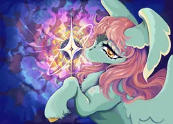 Size: 2100x1500 | Tagged: safe, artist:slimeprnicess, derpibooru import, oc, oc:searchlight, unofficial characters only, pegasus, pony, image, png, solo, space, stars, wing ears, wingding eyes, wings
