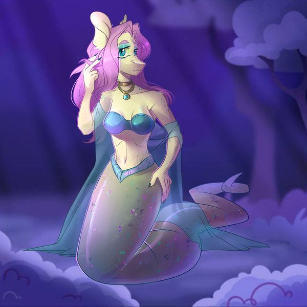 Size: 4000x4000 | Tagged: safe, artist:k0potb, derpibooru import, fluttershy, lamia, original species, female, image, lamiashy, png, solo