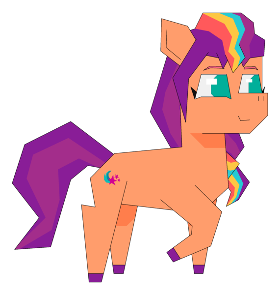 Size: 2300x2417 | Tagged: safe, artist:alejandrogmj, derpibooru import, sunny starscout, alicorn, pony, g5, image, looking to the right, missing accessory, png, polygonal, sideways glance, simple background, transparent background