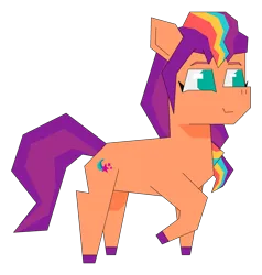 Size: 2300x2417 | Tagged: safe, artist:alejandrogmj, derpibooru import, sunny starscout, alicorn, pony, g5, image, looking to the right, missing accessory, png, polygonal, sideways glance, simple background, transparent background