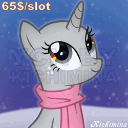 Size: 500x500 | Tagged: safe, artist:kichimina, derpibooru import, pony, unicorn, advertisement, animated, blinking, bust, clothes, colored, commission, cute, eyelashes, female, floppy ears, g4, generic pony, gif, gradient background, half body, happy, horn, image, looking up, loop, mare, night, open mouth, perfect loop, scarf, show accurate, signature, simple background, sitting, smiling, snow, snowfall, snowflake, solo, vector, watermark, ych animation, your character here