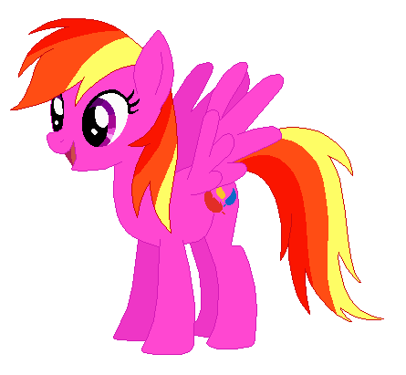 Size: 445x411 | Tagged: safe, artist:selenaede, artist:user15432, derpibooru import, feathermay, pegasus, pony, base used, g4, generation leap, image, multicolored mane, multicolored tail, open mouth, open smile, pink coat, png, purple eyes, recolor, simple background, smiling, solo, tail, transparent background