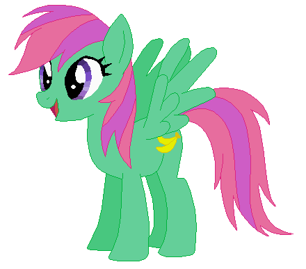 Size: 440x387 | Tagged: safe, artist:selenaede, artist:user15432, derpibooru import, banana bliss, pegasus, pony, base used, g4, generation leap, green coat, image, open mouth, open smile, pink mane, pink tail, png, recolor, simple background, smiling, solo, tail, transparent background