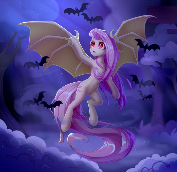 Size: 3000x2916 | Tagged: safe, artist:setharu, derpibooru import, fluttershy, bat, bat pony, semi-anthro, armpits, bat ponified, bat wings, belly, belly button, collaboration, collaboration:bestiary of fluttershy, cute, female, flutterbat, human shoulders, humanoid torso, image, long tail, png, race swap, red eyes, solo, spread wings, tail, wings