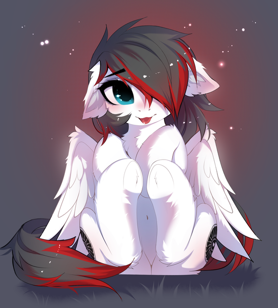Size: 3386x3755 | Tagged: safe, artist:empress-twilight, derpibooru import, oc, oc:jet blast, unofficial characters only, chest fluff, cute, ear fluff, floppy ears, fluffy, hair over one eye, image, mlem, multicolored hair, ocbetes, png, silly, sitting, tongue out