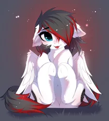 Size: 3386x3755 | Tagged: safe, artist:empress-twilight, derpibooru import, oc, oc:jet blast, unofficial characters only, chest fluff, cute, ear fluff, floppy ears, fluffy, hair over one eye, image, mlem, multicolored hair, ocbetes, png, silly, sitting, tongue out