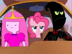 Size: 1440x1080 | Tagged: safe, artist:nathaniel718, derpibooru import, pinkie pie, pony, a goofy movie, adventure time, angry, annoyed, car, car interior, cartoon network, crossover, driving, female, goofy movie meme, grumpy, image, male, mare, meme, nergal, nergal and princess bubblegum, png, princess bubblegum, the grim adventures of billy and mandy
