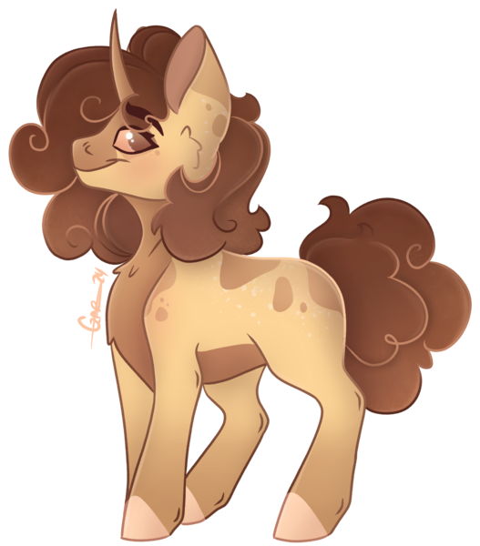 Size: 2236x2548 | Tagged: safe, artist:trashpanda czar, derpibooru import, oc, oc:snickerdoodle, unofficial characters only, pony, unicorn, body markings, cheek fluff, chest fluff, female, horn, image, looking at you, mare, png, poofy mane, poofy tail, simple background, smiling, transparent background