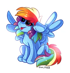 Size: 1947x2038 | Tagged: safe, artist:yuris, derpibooru import, rainbow dash, original species, pegasus, plush pony, pony, concave belly, female, image, open mouth, plushie, png, simple background, sitting, smiling, solo, toy, white background