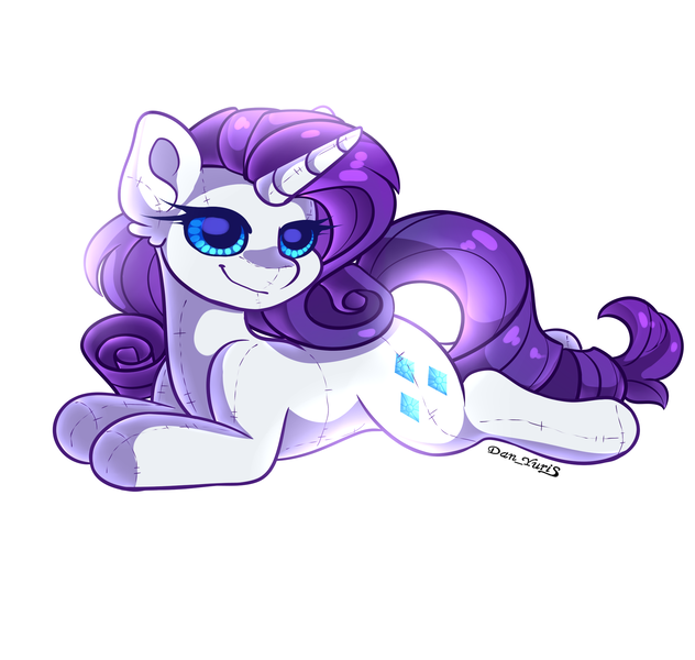 Size: 2147x2038 | Tagged: safe, artist:yuris, derpibooru import, rarity, original species, plush pony, pony, unicorn, concave belly, female, horn, image, lies, plushie, png, simple background, smiling, solo, toy, white background