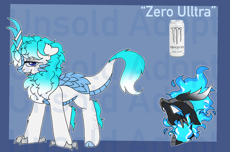 Size: 1588x1048 | Tagged: safe, artist:bluemoon, derpibooru import, oc, dragon, hybrid, kirin, nirik, pony, adoptable, claws, commission, drink, energy drink, image, monster energy, png, scales, solo