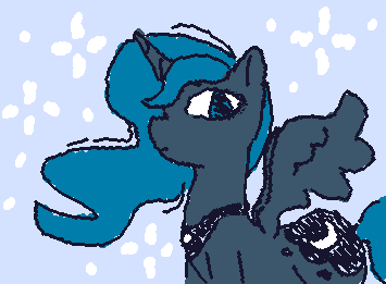 Size: 355x261 | Tagged: safe, artist:gh0stmist, derpibooru import, princess luna, alicorn, pony, animated, blue background, blue coat, blue mane, blue tail, empty eyes, female, frame by frame, g4, gif, image, long mane, looking at you, mare, missing accessory, no catchlights, peytral, profile, simple background, solo, sparkles, spread wings, squigglevision, tail, wavy mane, wavy tail, wide eyes, wigglypaint, wings