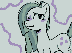 Size: 355x261 | Tagged: safe, artist:gh0stmist, derpibooru import, marble pie, earth pony, pony, abstract background, animated, blushing, cute, female, frame by frame, g4, gif, gray coat, hair over one eye, image, long mane, marblebetes, mare, messy mane, shy, shy smile, smiling, squigglevision, straight mane, tail, two toned mane, two toned tail, wigglypaint