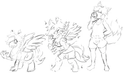 Size: 1554x923 | Tagged: safe, artist:nageruamado, derpibooru import, oc, oc:foxxy hooves, unofficial characters only, gryphon, furry to griffon, human to griffon, image, japanese reading order, jpeg, kemonomimi, sketch, transformation, transformation sequence
