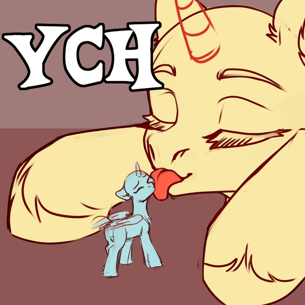 Size: 3000x3000 | Tagged: questionable, artist:nika-rain, derpibooru import, oc, alicorn, pony, any gender, any race, any species, commission, image, jpeg, macro, macro/micro, micro, mlem, silly, sketch, solo, tongue out, ych sketch, your character here