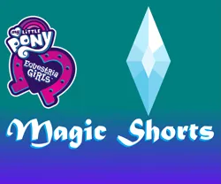 Size: 2289x1906 | Tagged: safe, artist:dupontsimon, derpibooru import, fanfic:magic shorts, equestria girls, equestria girls series, equestria girls logo, fanfic art, g4, gradient background, image, logo, no pony, png, poster, text