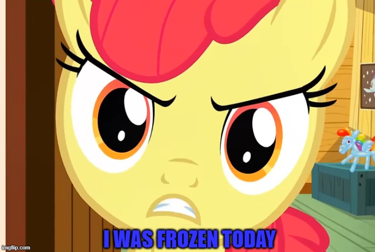 Size: 745x500 | Tagged: safe, derpibooru import, edit, edited screencap, screencap, apple bloom, pony, just for sidekicks, angry, caption, clubhouse, crusaders clubhouse, funny, funny as hell, g4, image, image macro, imgflip, jpeg, meme, solo, text