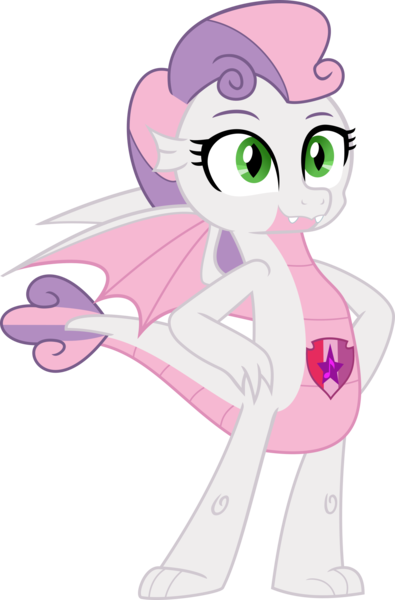 Size: 1342x2038 | Tagged: safe, artist:dupontsimon, derpibooru import, sweetie belle, dragon, fanfic:magic shorts, equestria girls, dragonified, fanfic art, g4, image, png, simple background, solo, species swap, sweetie dragon, transformation, transparent background, vector