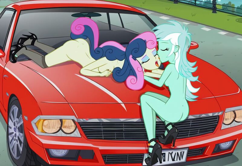 Size: 1216x832 | Tagged: questionable, ai content, artist:nickeltempest, machine learning generated, stable diffusion, bon bon, lyra heartstrings, sweetie drops, human, equestria girls, black high heels, black stockings, busty bon bon, busty lyra heartstrings, exhibitionism, eyes closed, female, french kiss, highway, horny, image, in love, jpeg, leaning forward, lesbian, lesbian couple, lying on stomach, lying on top of car, lyrabon, moaning, moaning in pleasure, nudist bon bon, nudist lyra, nudity, outdoor sex, outdoors, parking, road trip, seductive pose, sexfriends, sexy, shipping, sports car, sunbathing